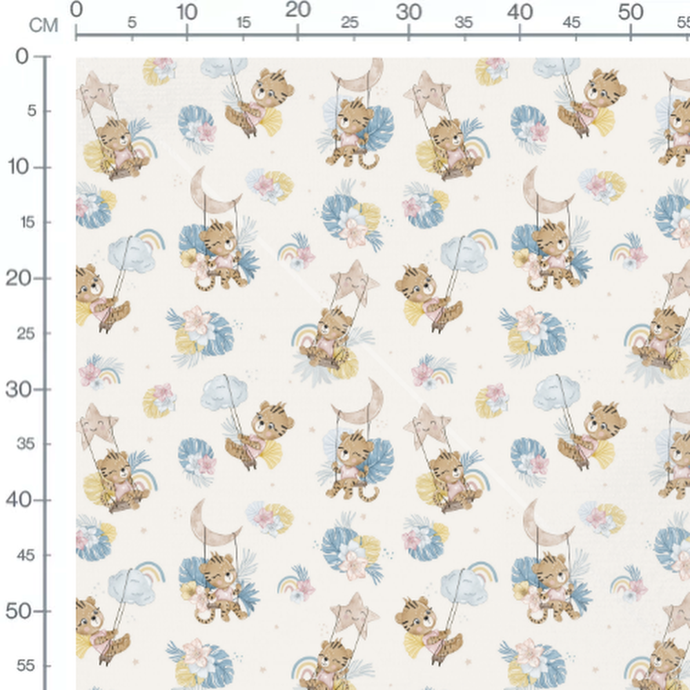 Tissu - Tigres mignons sur balançoires