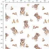 Tissu - Oursons et jouets sur blanc