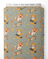 Tissu - Renards et ratons laveurs skateurs