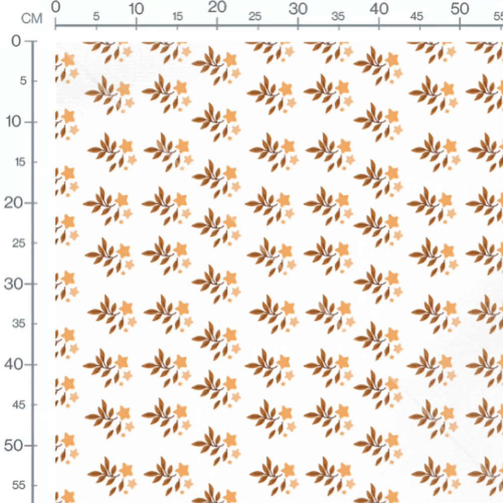 Tissu - Feuilles marron et étoiles claires