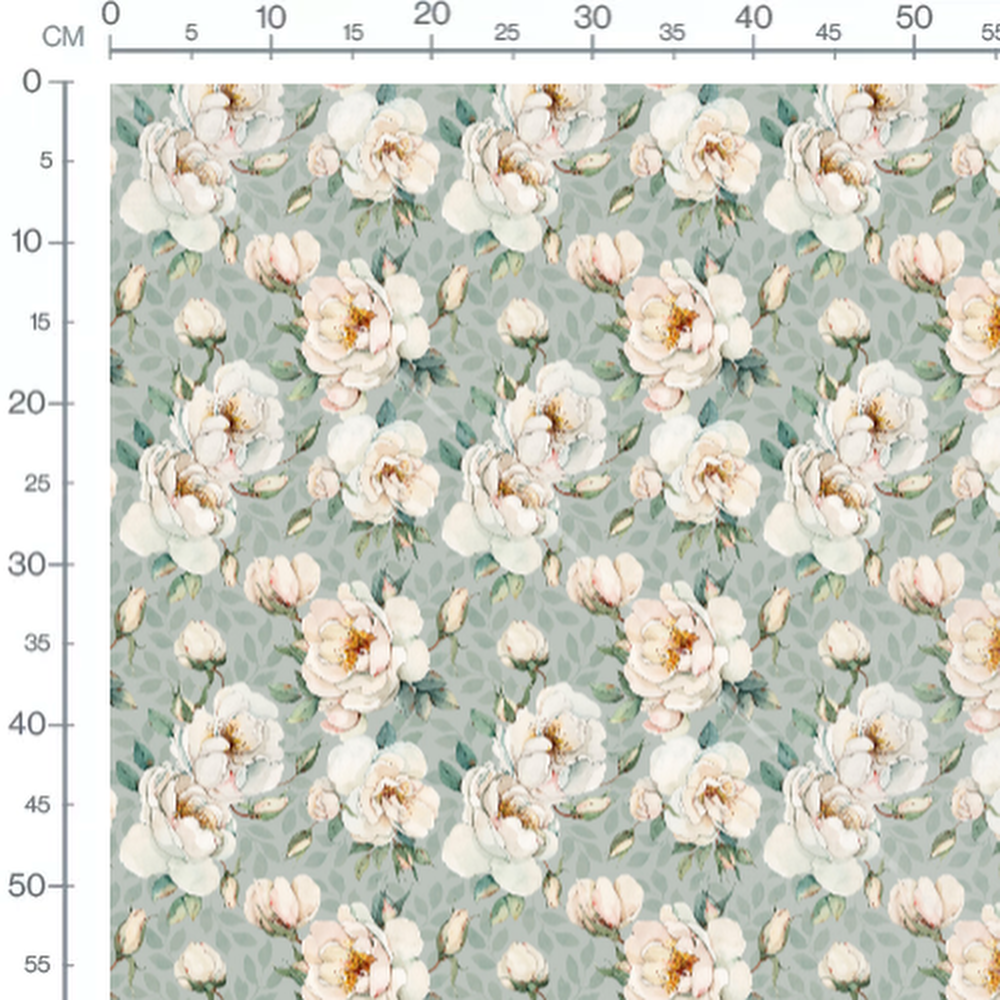 Tissu - Fleurs blanches et roses délicates