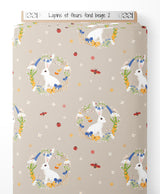 Tissu - Lapins et fleurs sur fond beige 2