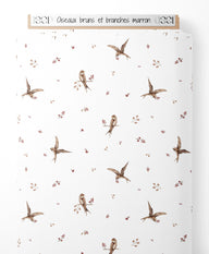 Tissu - Oiseaux bruns et branches marron