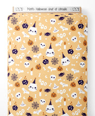 Tissu - Motifs Halloween chat et citrouille