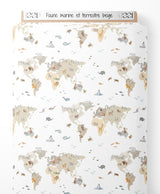 Tissu - Faune marine et terrestre beige