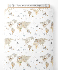 Tissu - Faune marine et terrestre beige