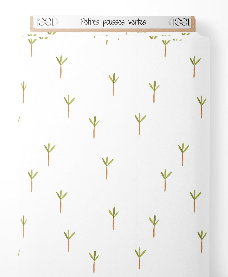 Tissu - Petites pousses vertes