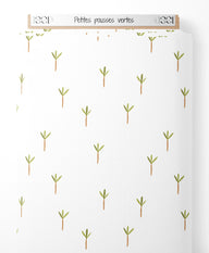 Tissu - Petites pousses vertes