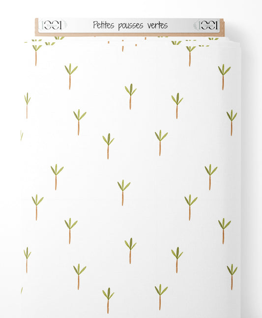 Tissu - Petites pousses vertes