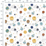 Tissu - Astronautes et planètes joyeuses