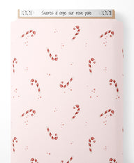 Tissu - Sucres d'orge sur rose pâle