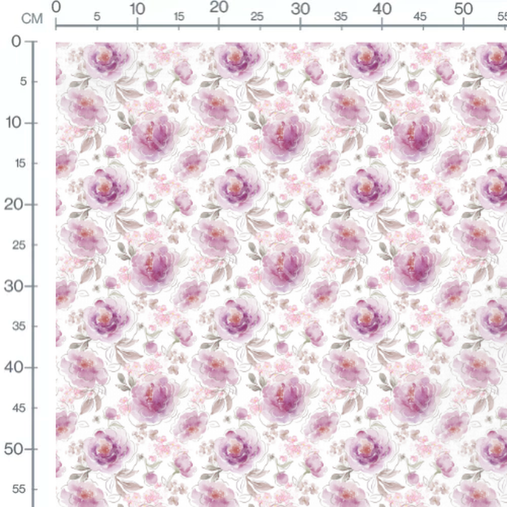 Tissu - Fleurs roses et violettes claires 2