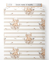 Tissu - Oursons marins et mouettes