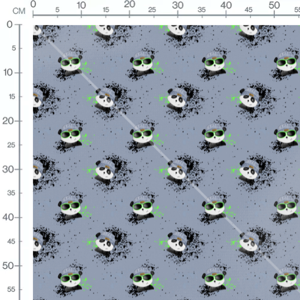 Tissu - Pandas casquette et lunettes