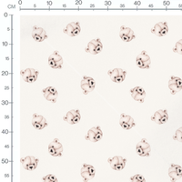 Tissu - Oursons beiges pastel sur blanc
