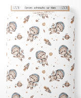 Tissu - Oursons astronautes sur blanc