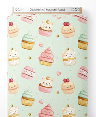 Tissu - Cupcakes et macarons kawaii