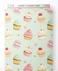 Tissu - Cupcakes et macarons kawaii