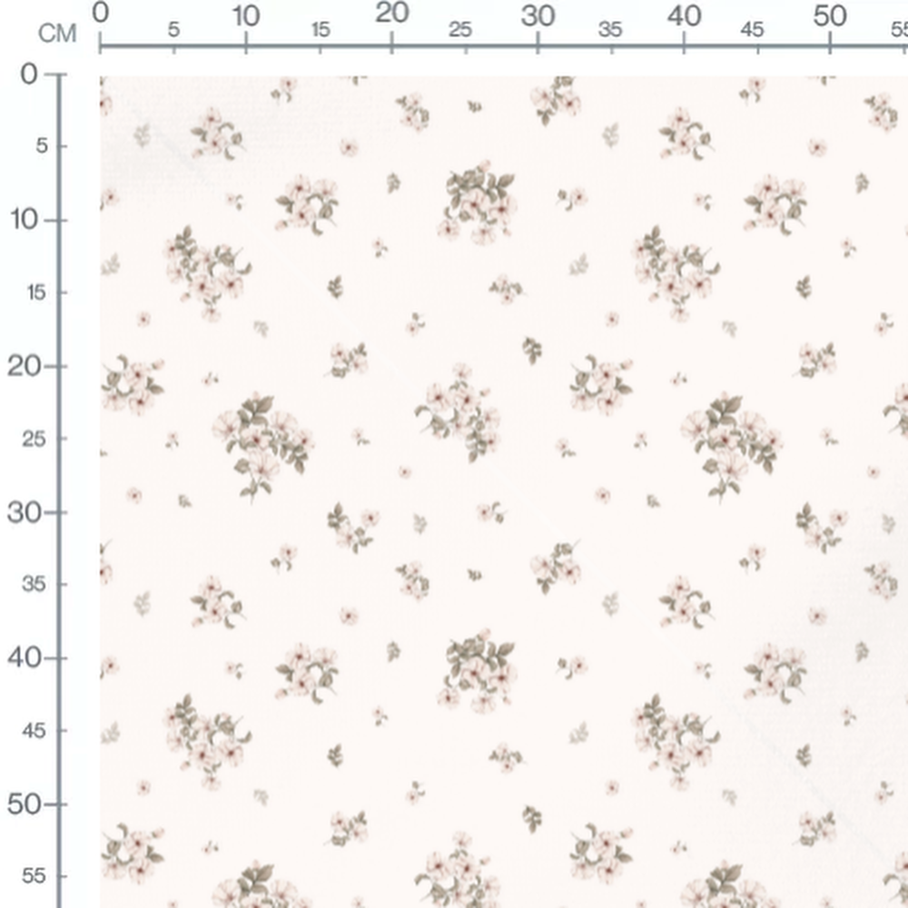 Tissu - Bouquets roses sur crème doux