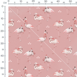 Tissu - Flamants roses sur fond rose