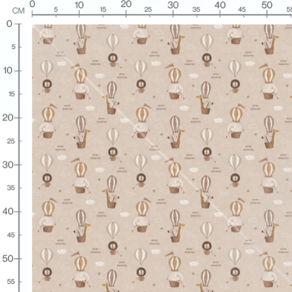 Tissu - Montgolfières safari animaux