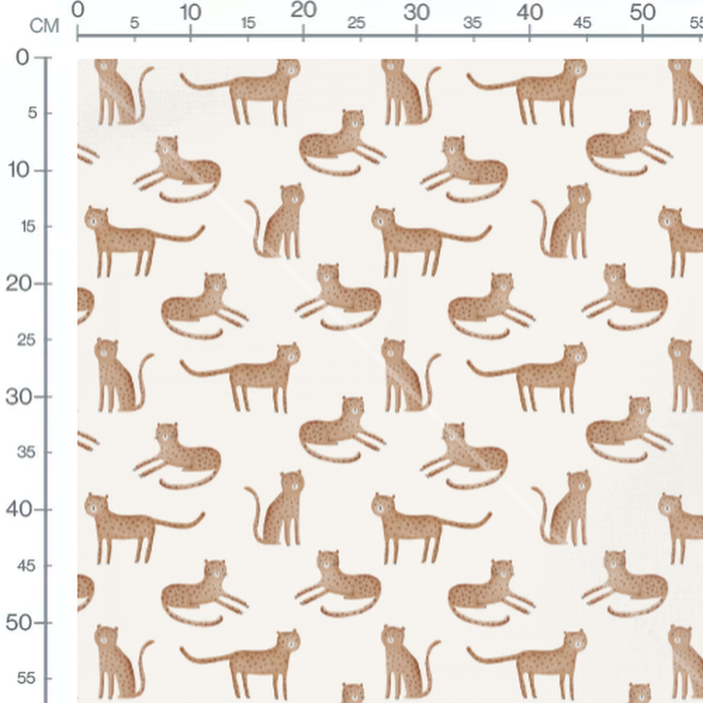 Tissu - Léopards marron sur fond clair