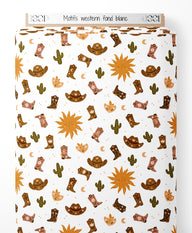 Tissu - Motifs western sur fond blanc