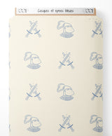 Tissu - Casques et épées bleues