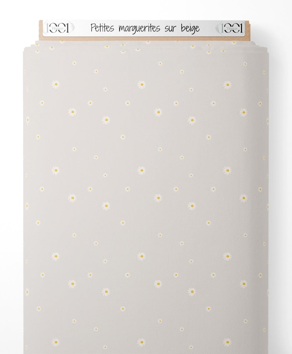 Tissu - Petites marguerites sur beige