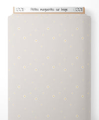Tissu - Petites marguerites sur beige