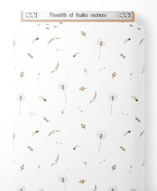 Tissu - Pissenlits et feuilles séchées