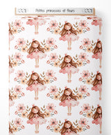 Tissu - Petites princesses et fleurs