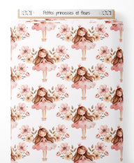 Tissu - Petites princesses et fleurs