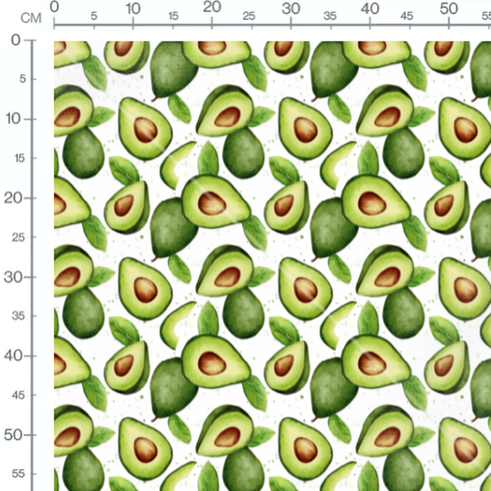 Tissu - Avocats et feuilles vertes