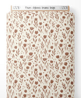 Tissu - Fleurs stylisées brunes beige