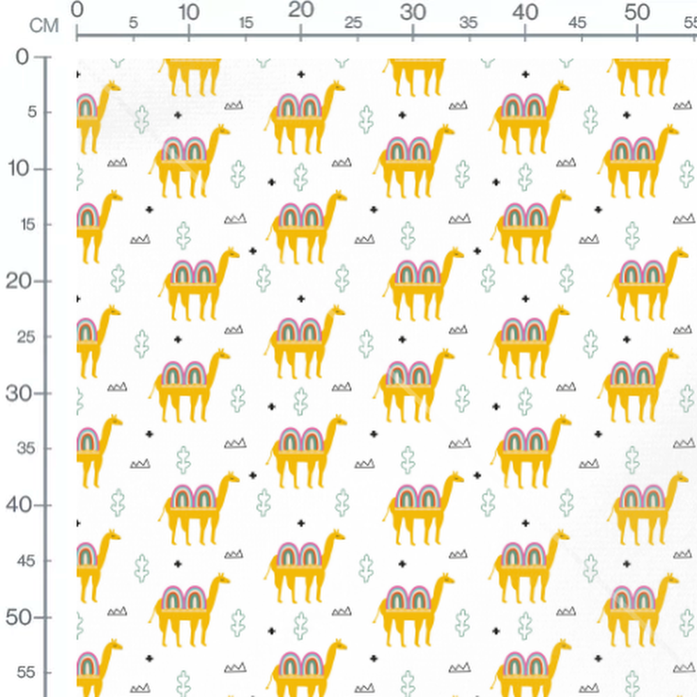 Tissu - Chameaux jaunes et motifs