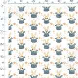 Tissu - Lapins dans chapeaux magiques