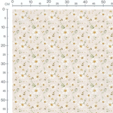 Tissu - Fleurs blanches sur fond beige 2