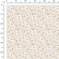 Tissu - Fleurs blanches sur fond beige 2