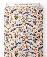 Tissu - Chats gris et citrouilles beige