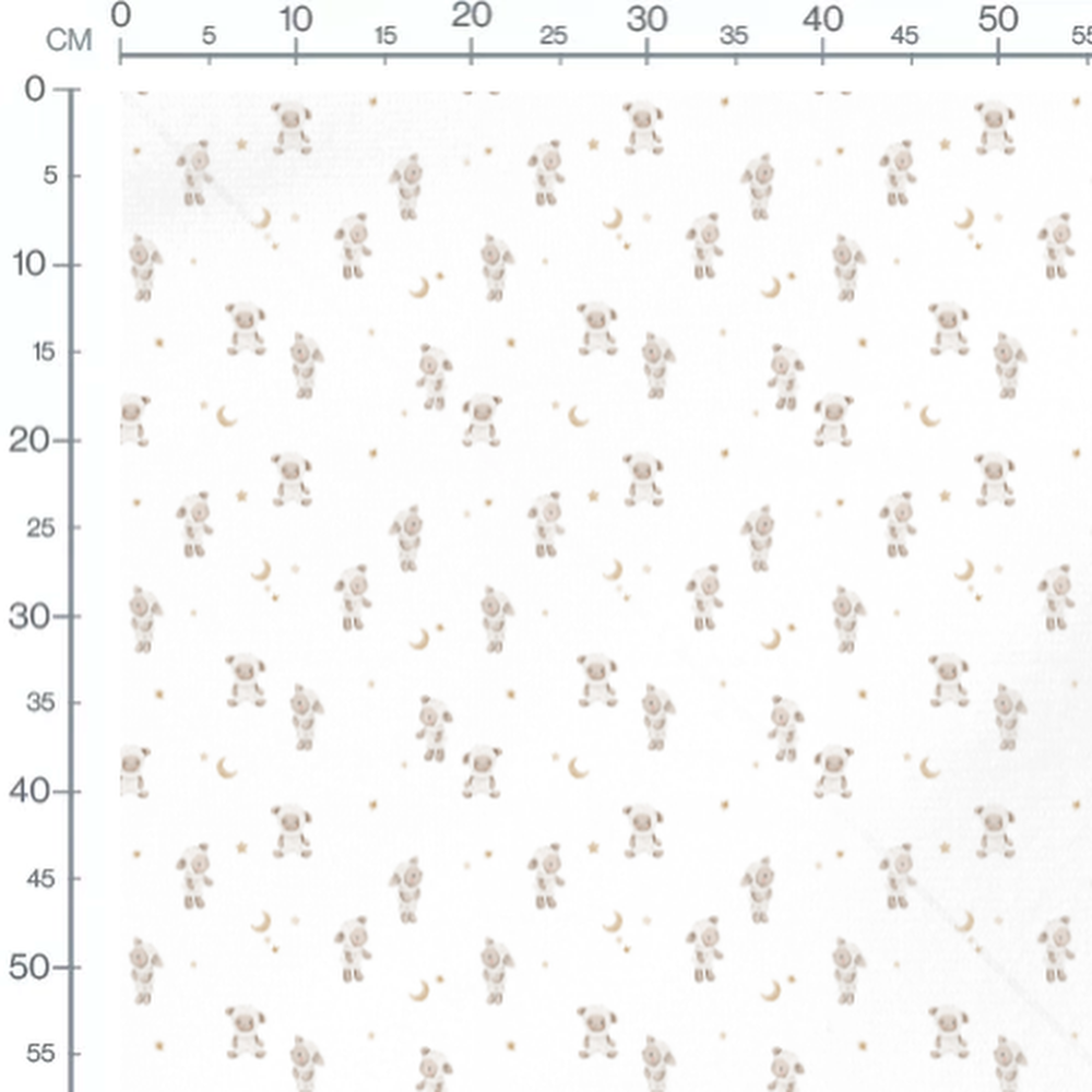 Tissu - Moutons et lunes beige