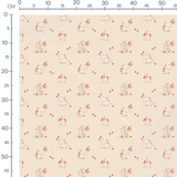 Tissu - Lapins et baies rouges