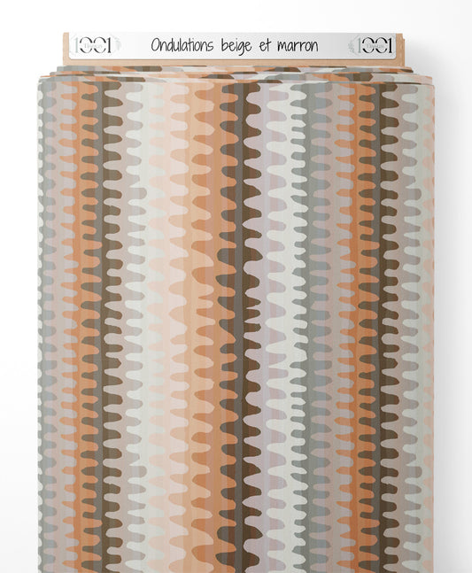 Tissu - Ondulations beige et marron
