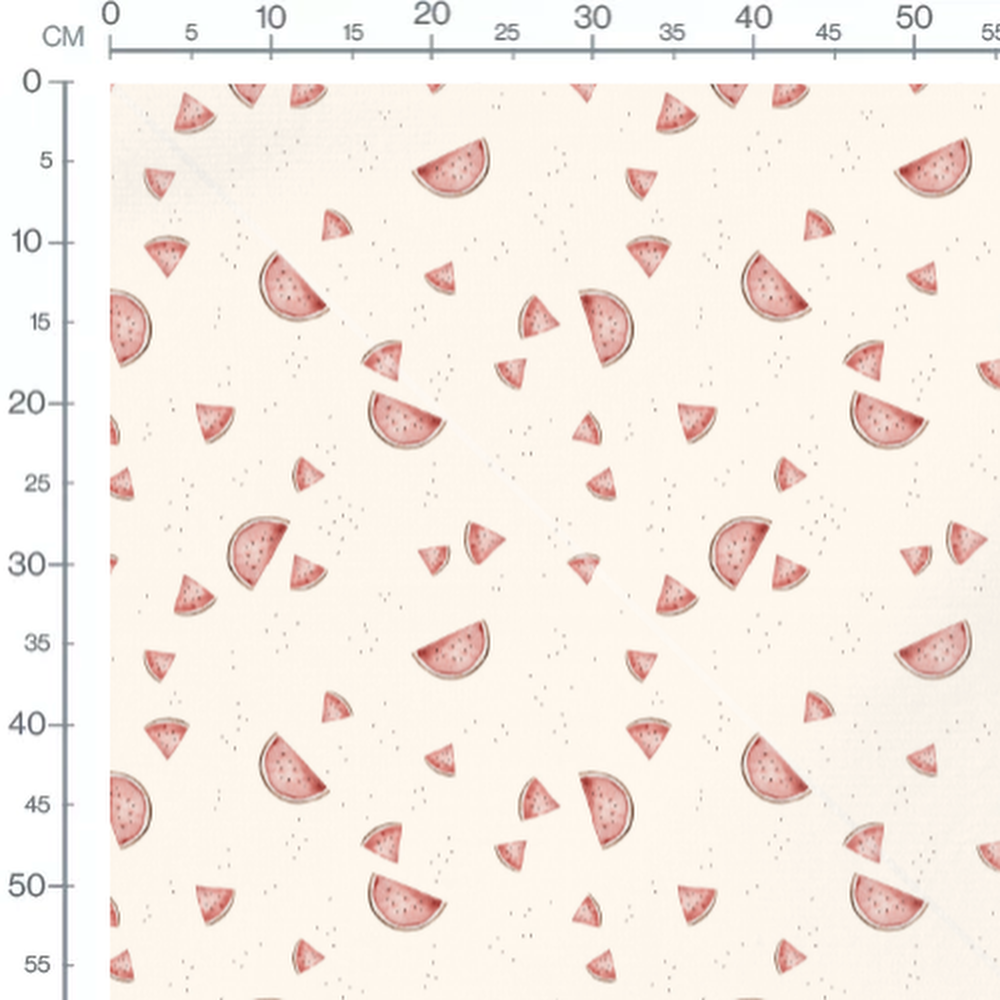 Tissu - Pastèques roses sur fond crème