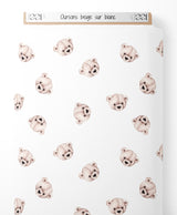 Tissu - Oursons beige sur blanc