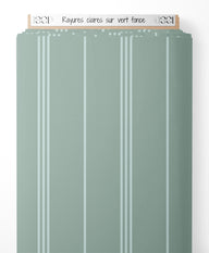 Tissu - Rayures claires sur vert foncé