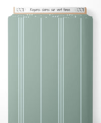 Tissu - Rayures claires sur vert foncé