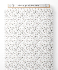 Tissu - Oiseaux gris et fleurs beige