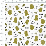 Tissu - Dinosaures verts et feuilles