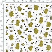 Tissu - Dinosaures verts et feuilles